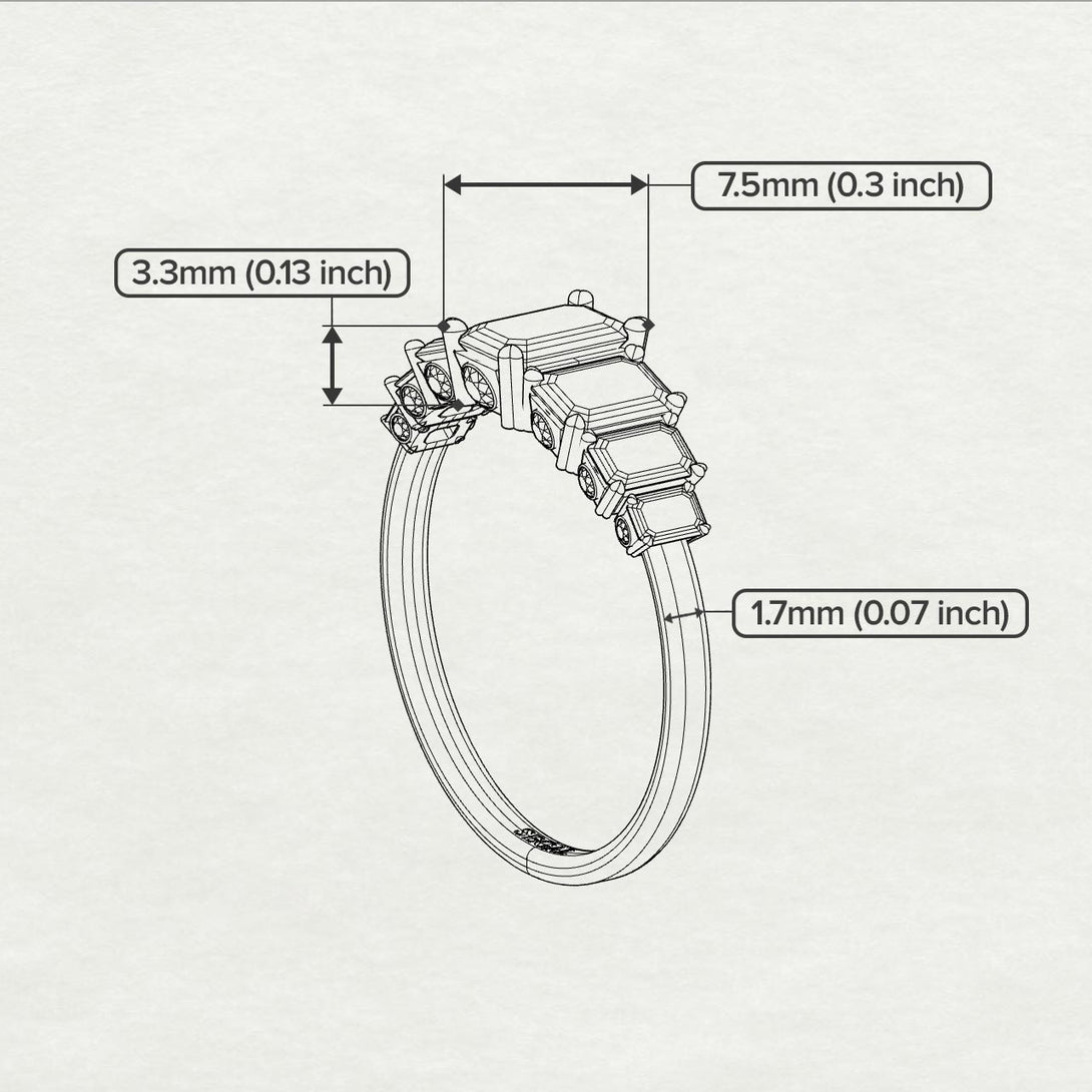 Emerald Cut Black Diamond Ring With Hidden Black Diamonds - Brynlee No. 9