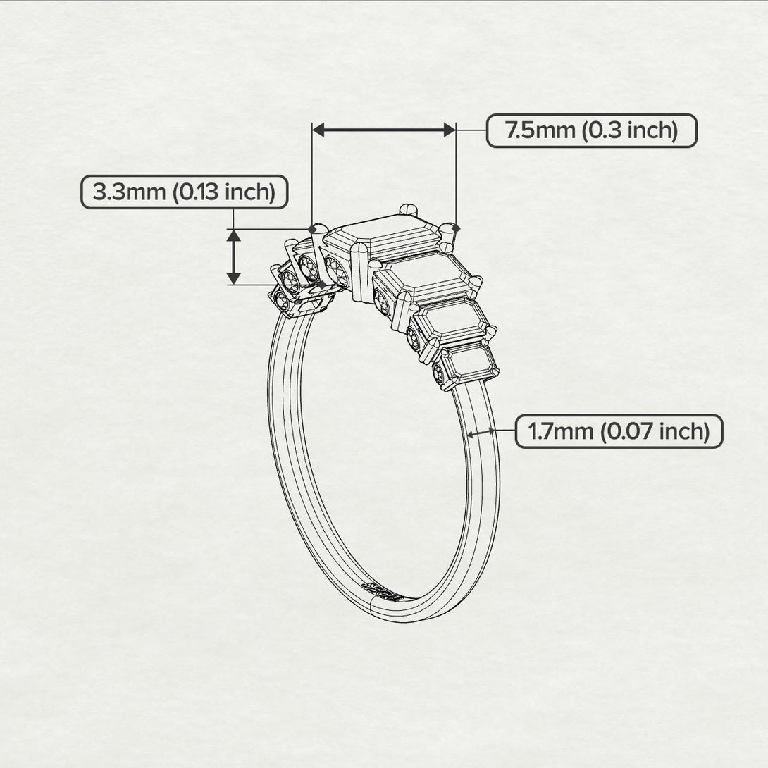 Two Tones Emerald Cut Black Diamond Ring With Hidden Diamonds - Brynlee No. 79