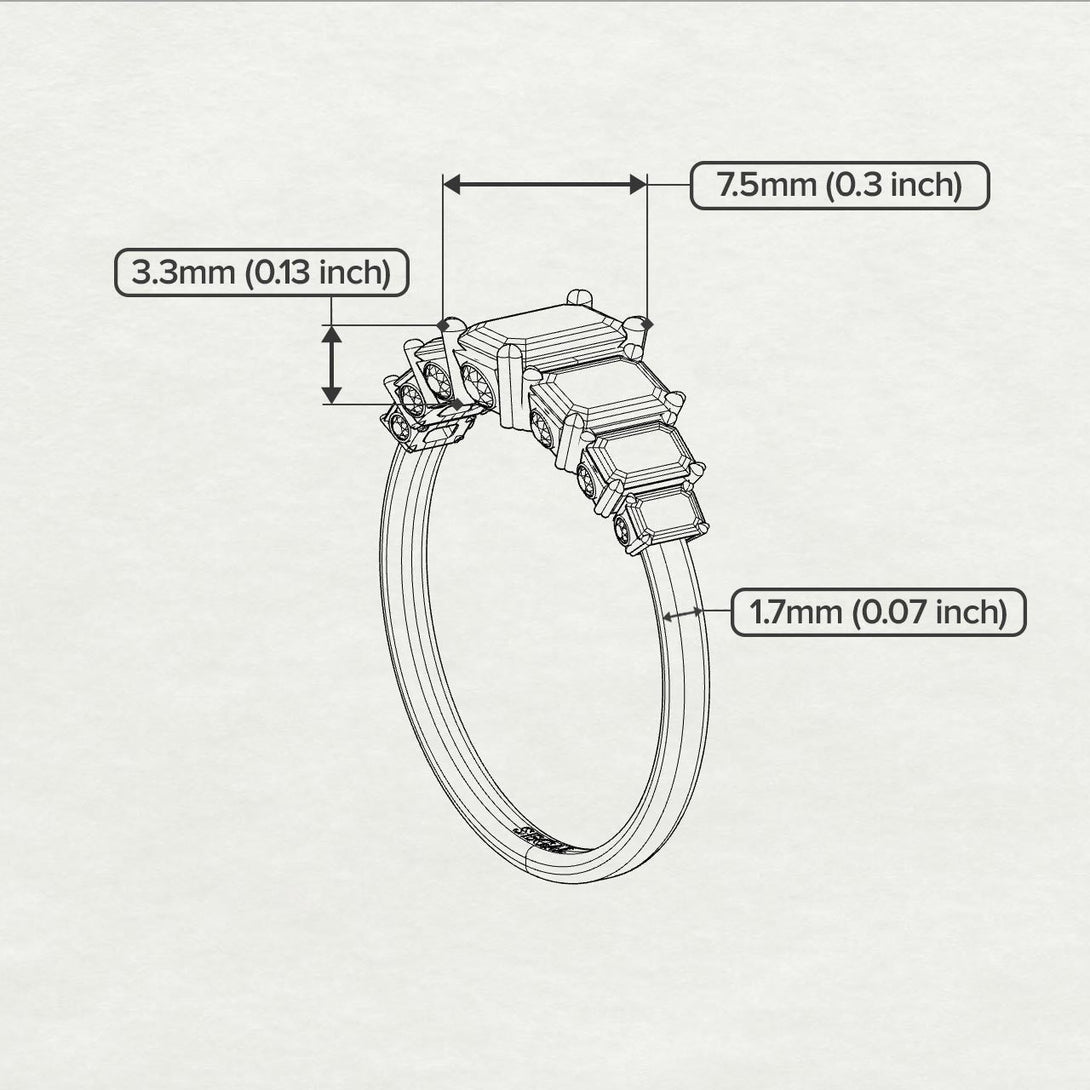 Two Tones Emerald Cut Black Diamond Ring With Hidden Diamonds - Brynlee No. 81