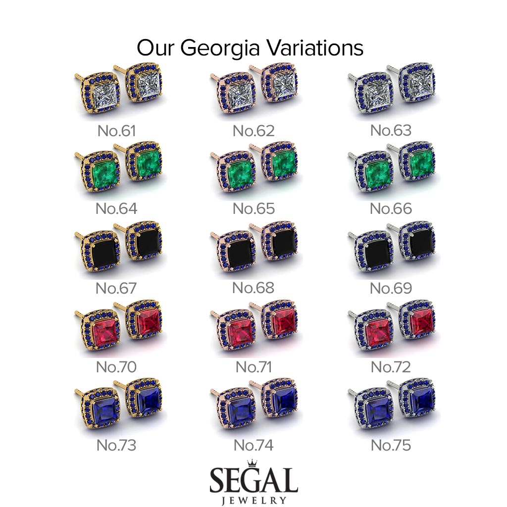 Hidden Halo Princess Emerald Earrings - Georgia No. 49