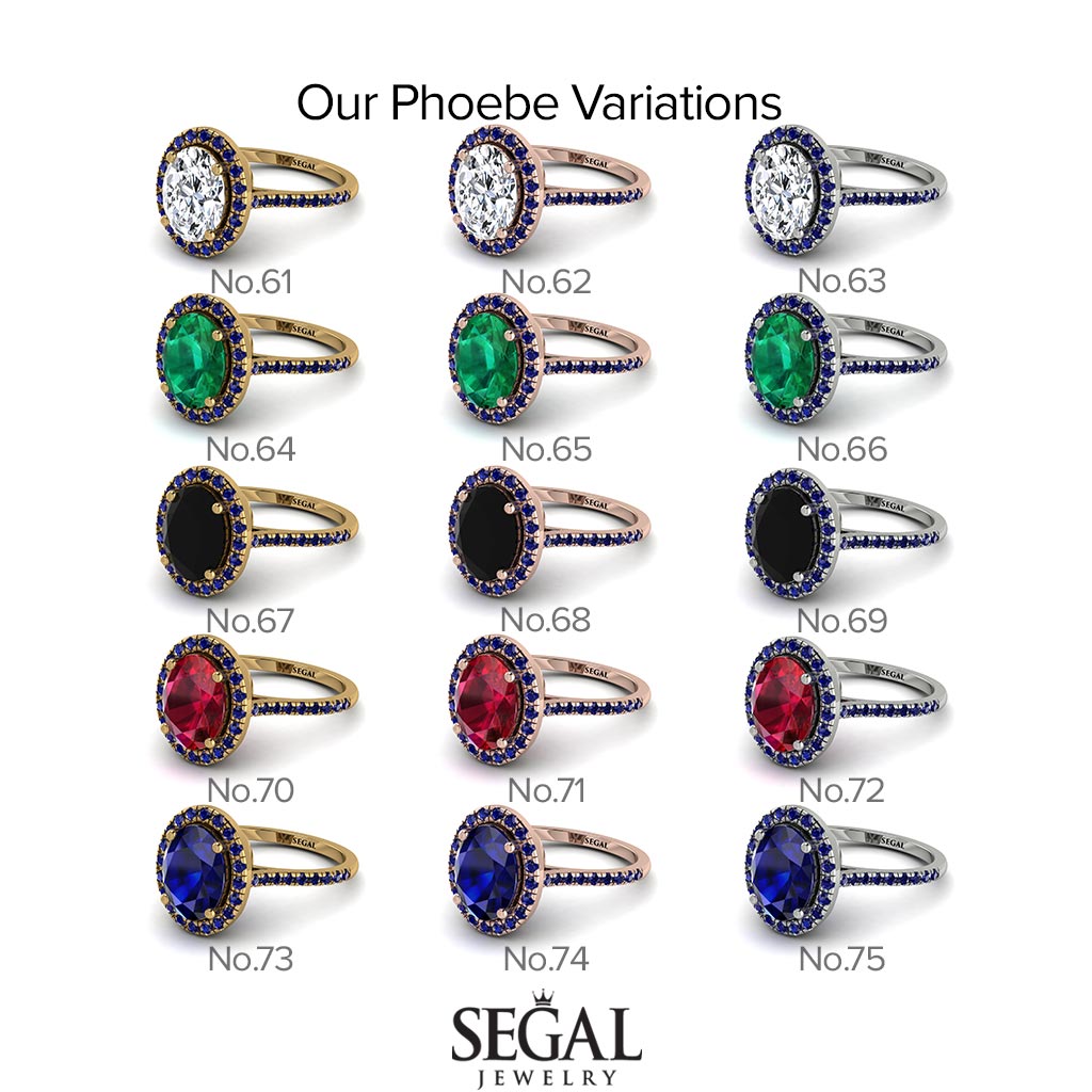 Two Tones Gorgeous Oval Cut Diamond Pave Engagement Ring With Hidden Stone - Phoebe No. 76