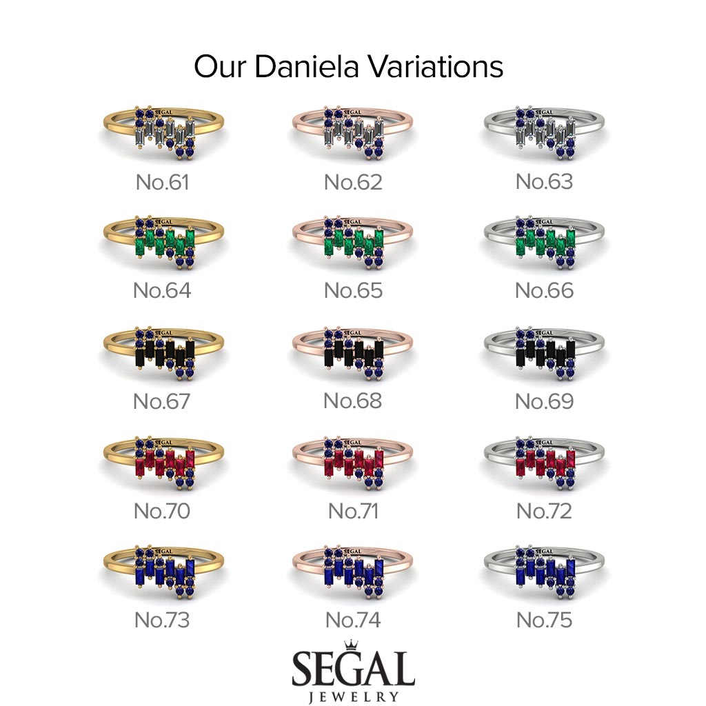 Baguette And Round Emerald Band - Daniela No. 5