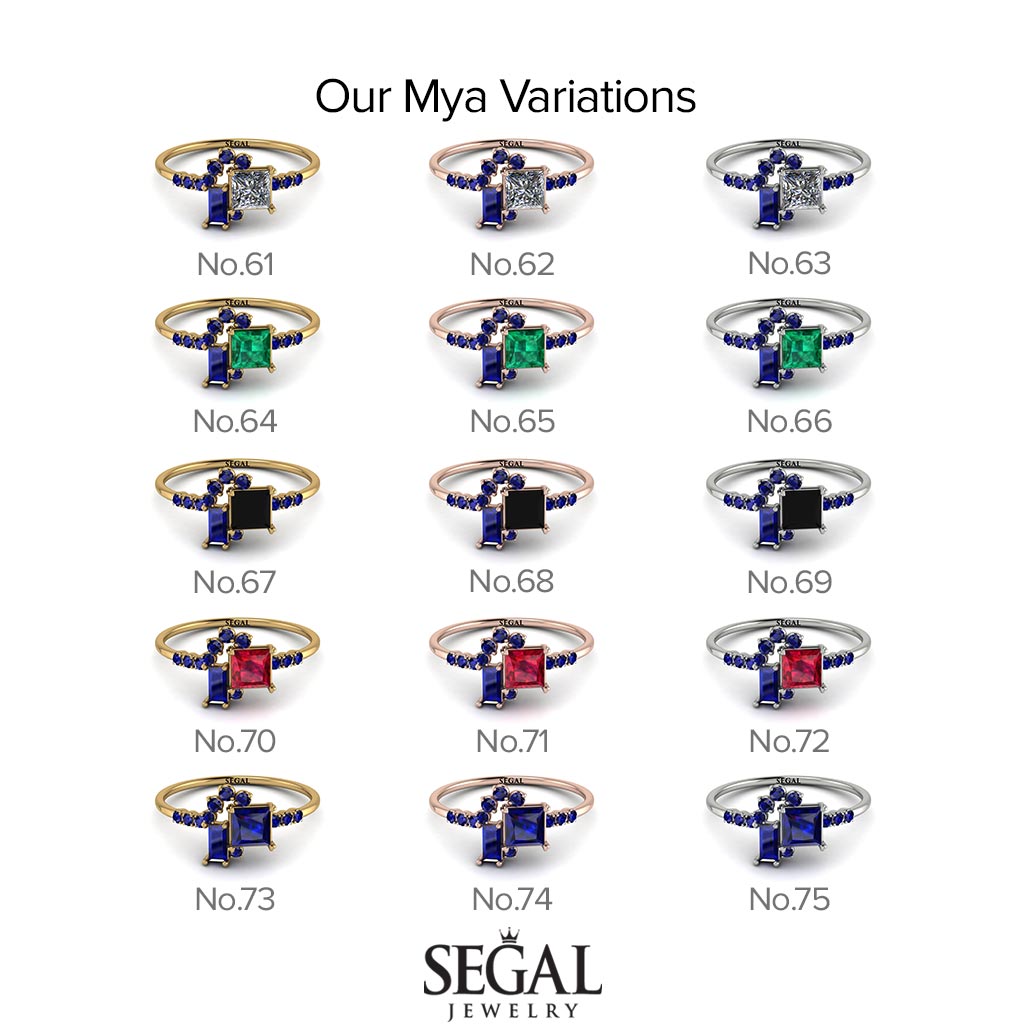 Princess Cut Mix Ruby Ring - Mya No. 70