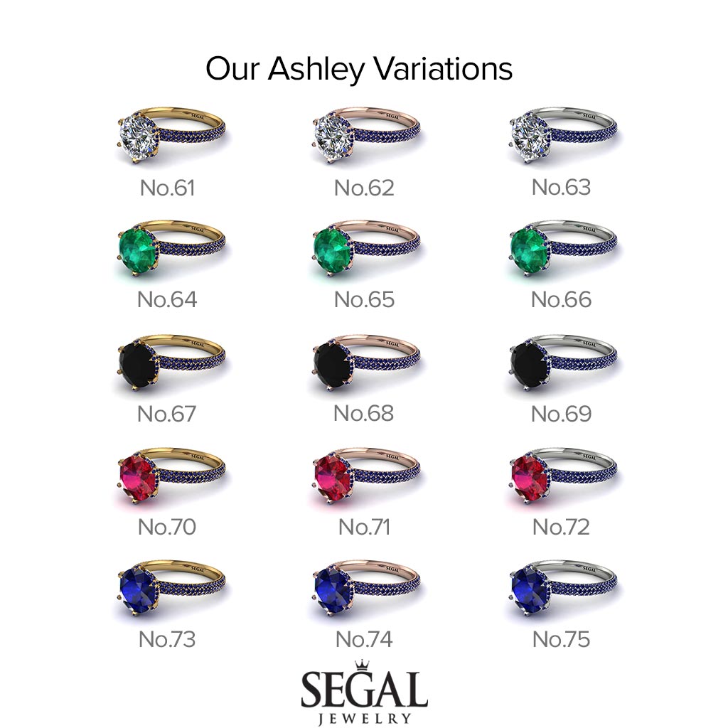 Hidden Halo Round Black Diamond Engagement Ring - Ashley No. 39