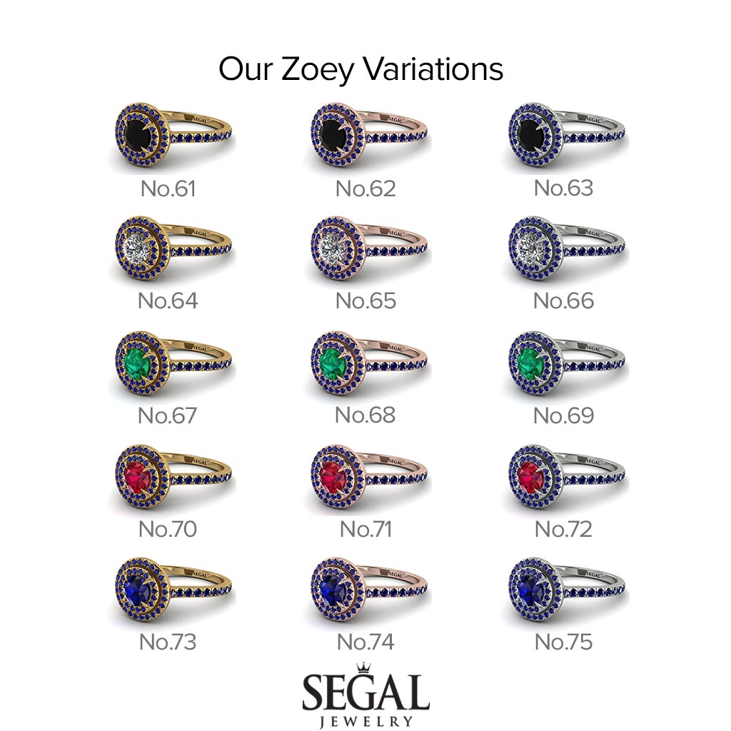 Double Halo Sapphire Ring - Zoey No. 29