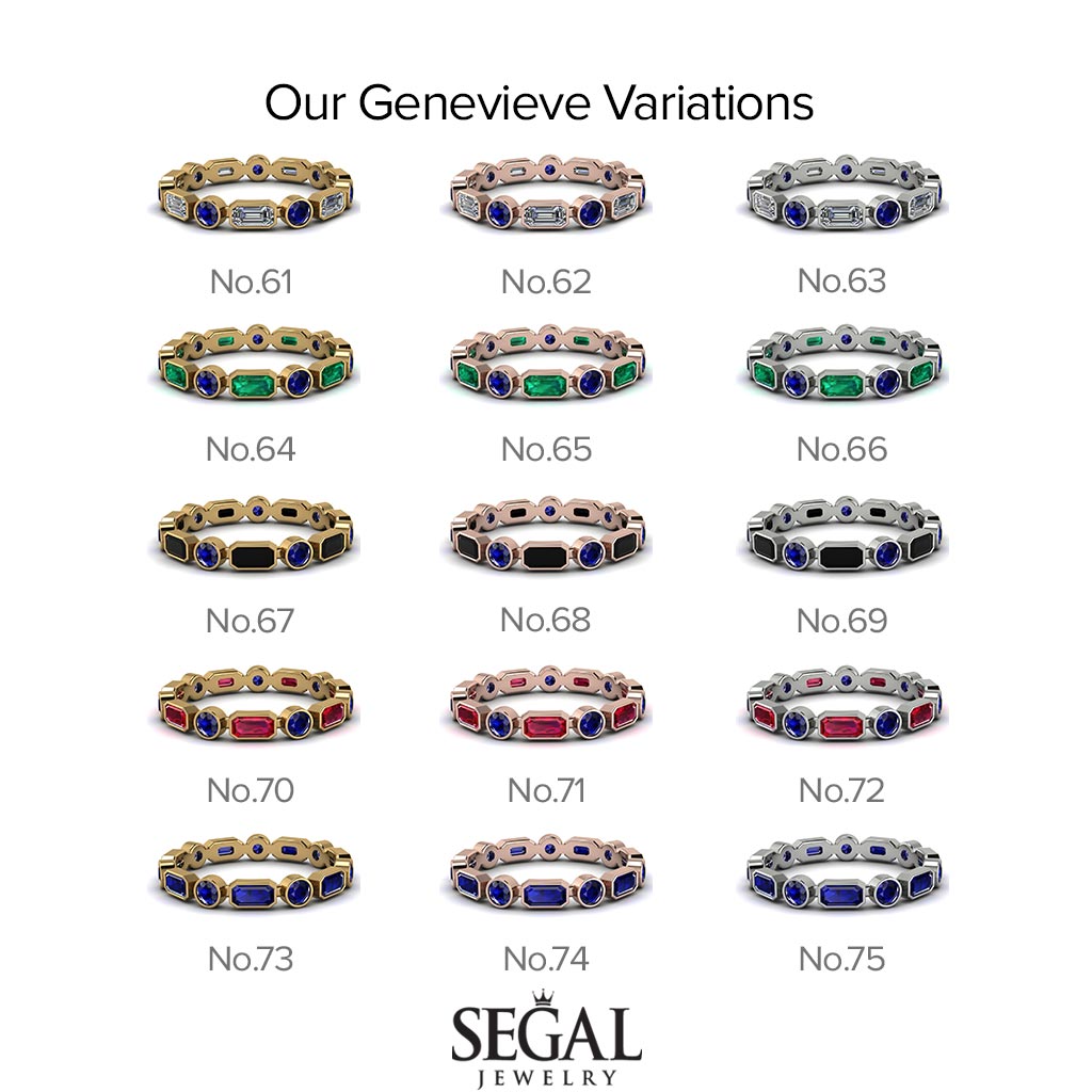 Emerald Cut Ruby Bezel Eternity Ring - Genevieve No. 57