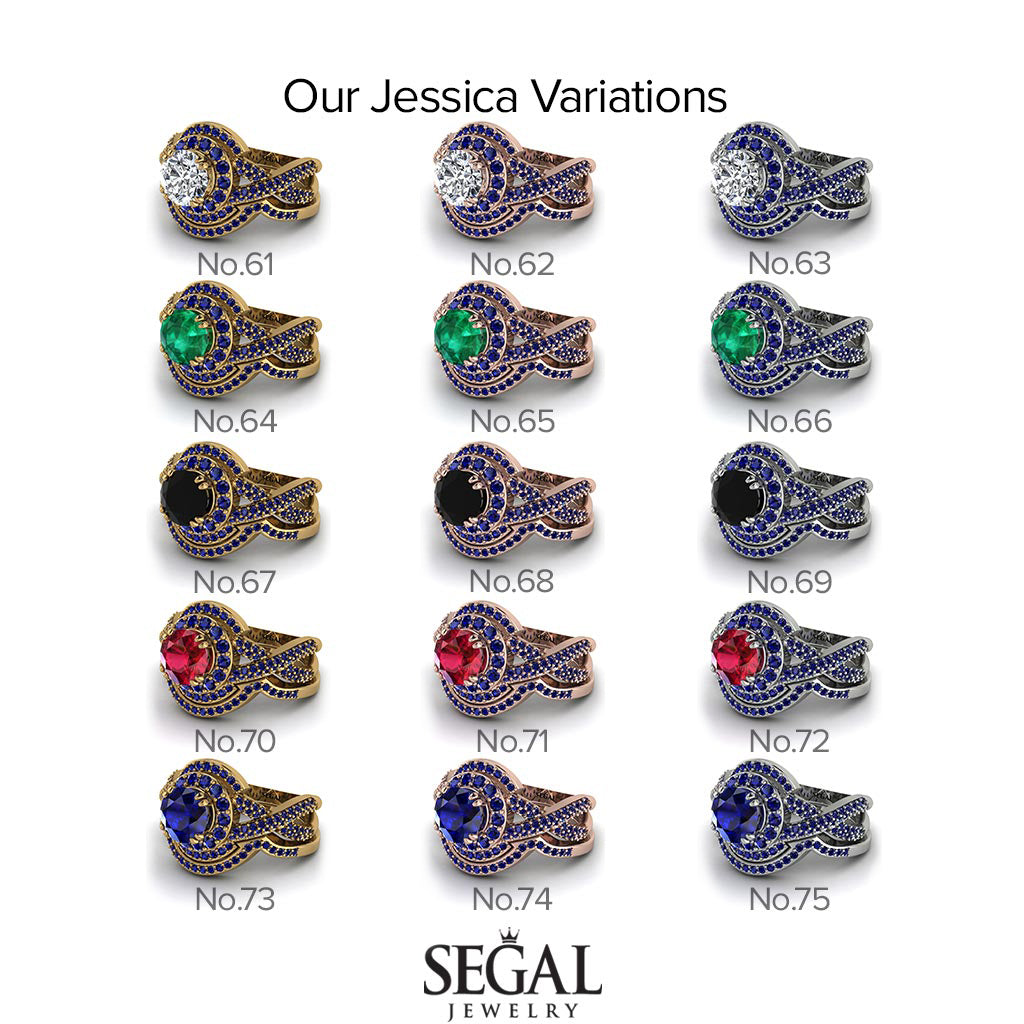 Unique Diamond Halo Bridal Set - Jessica No. 63