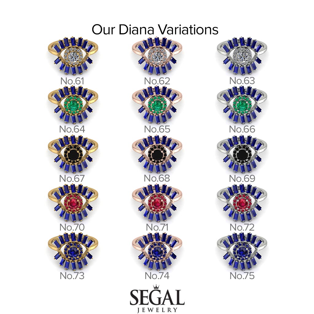 Halo Baguette Diamond Ring - Diana No. 32