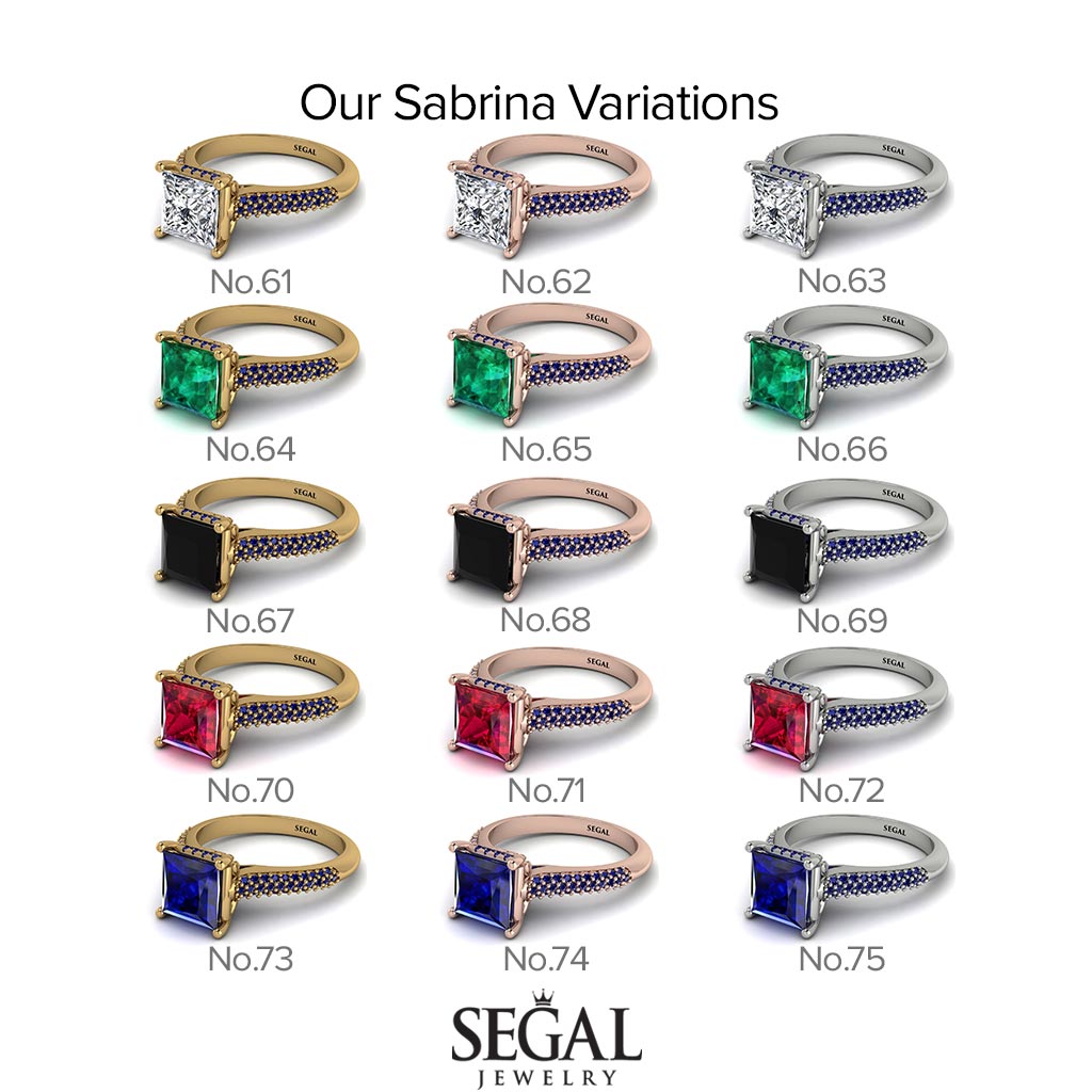 Two Tones Luxury Pave Princess Cut Diamond Engagement Ring With Hidden Stone - Sabrina No. 78