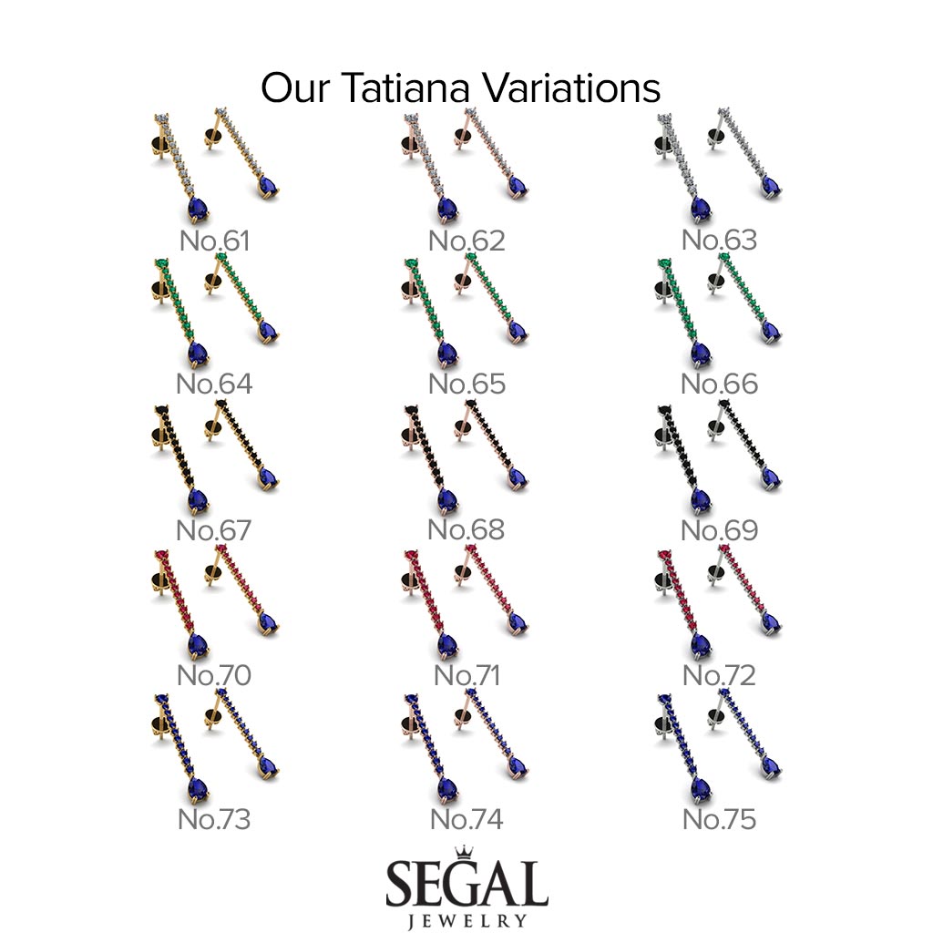 Hanging Oval Sapphire Earrings - Tatiana No. 66