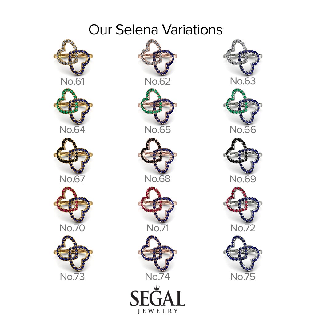 Two Hearts Black Diamond Ring - Selena No. 24