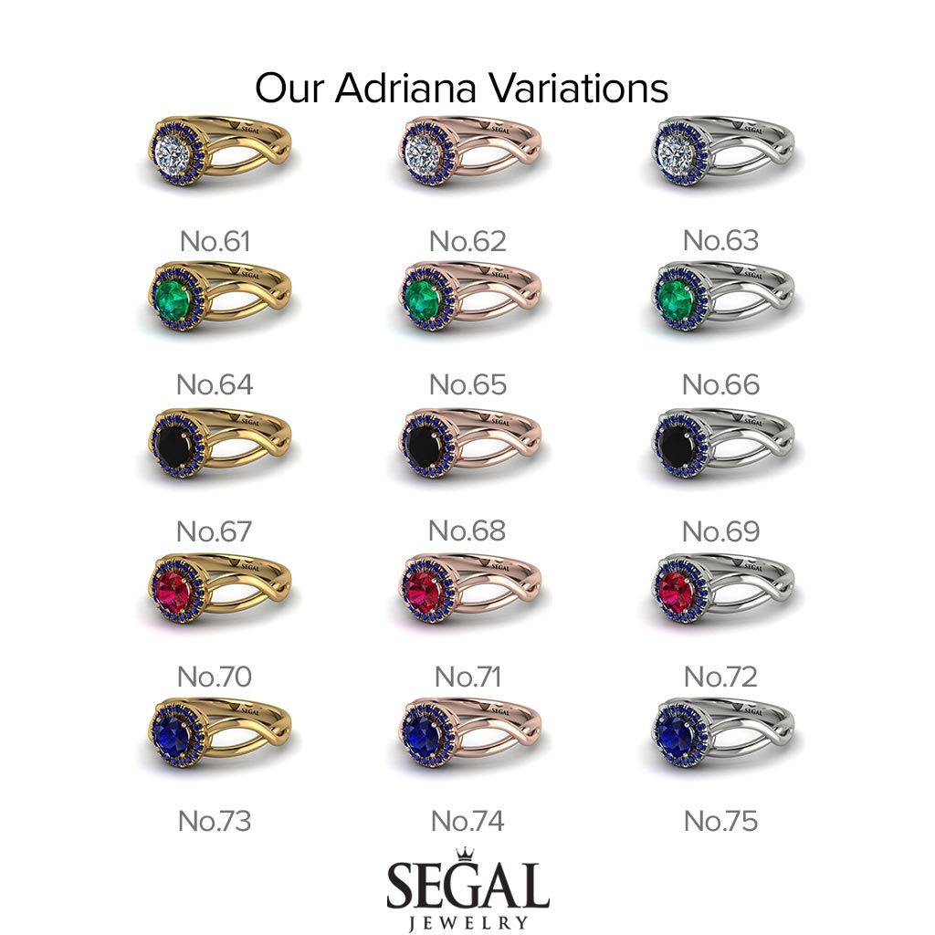 Split Shank Halo Emerald Engagement Ring - Adriana No. 36