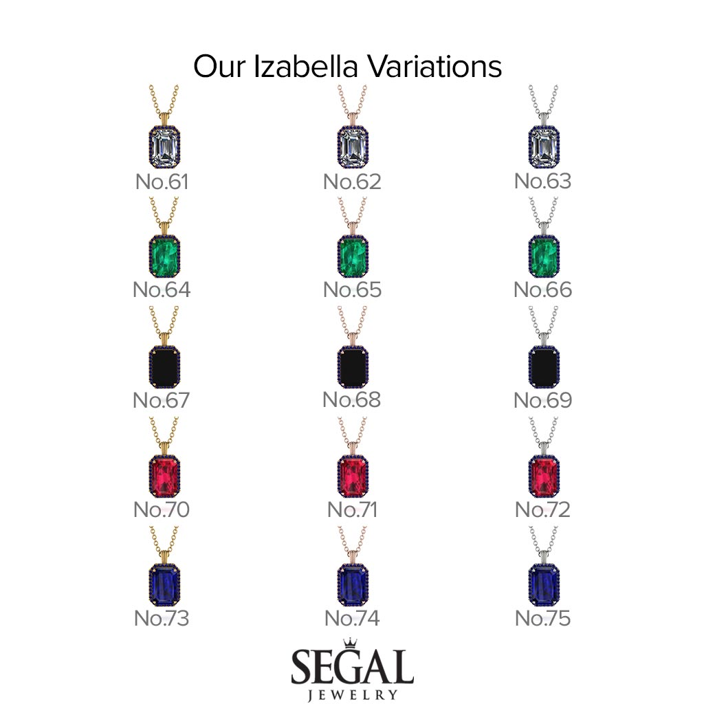 Halo Emerald Cut Diamond Necklace - Izabella No. 3
