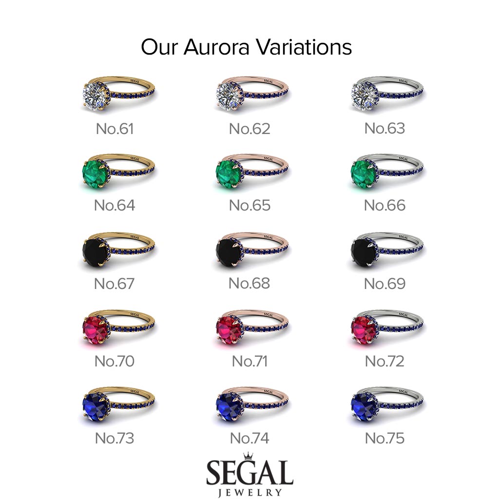 Hidden Diamond Round Sapphire Cat Claw Engagement Ring - Aurora No. 73