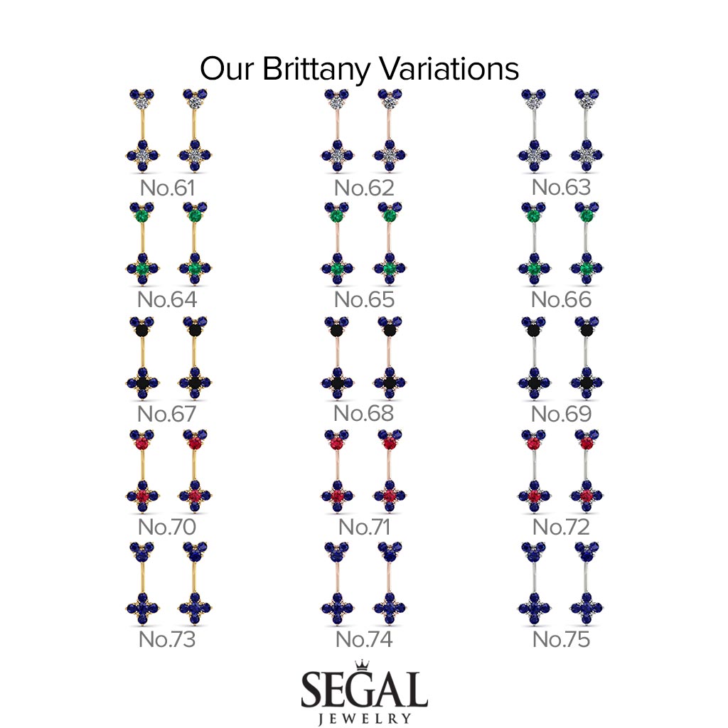 Hanging Black Diamond Compass Earrings - Brittany No. 8
