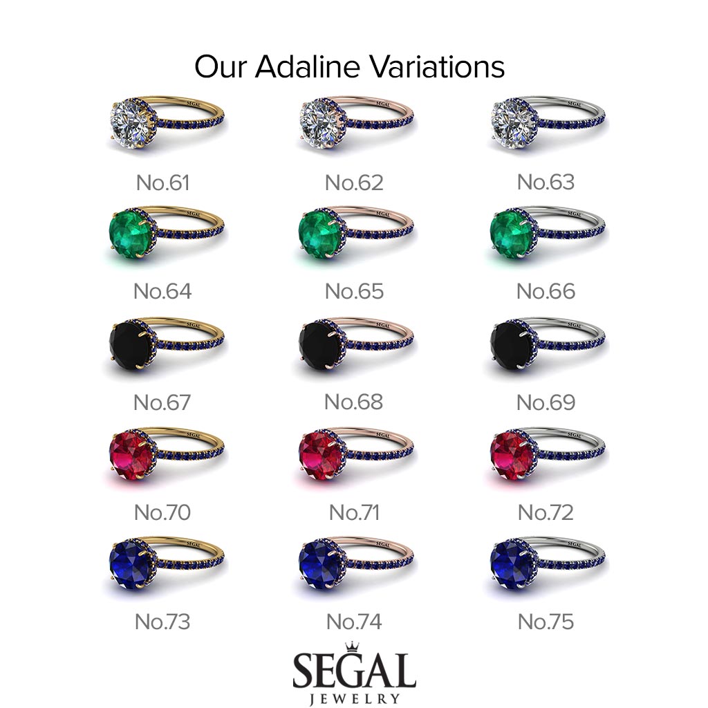2ct Hidden Halo Emerald Engagement Ring - Adaline No. 4