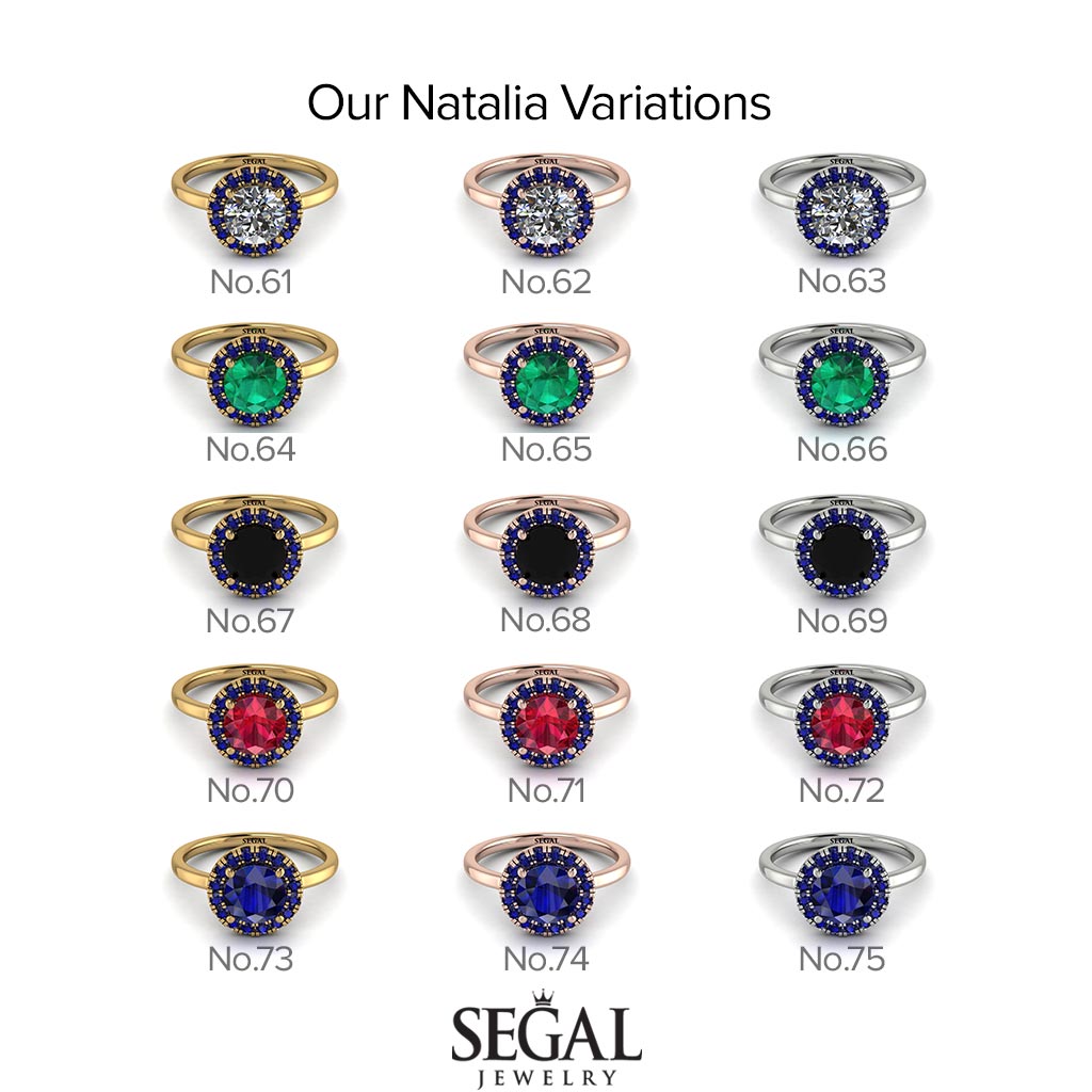 1ct Round Sapphire Engagement Ring - Natalia No. 60