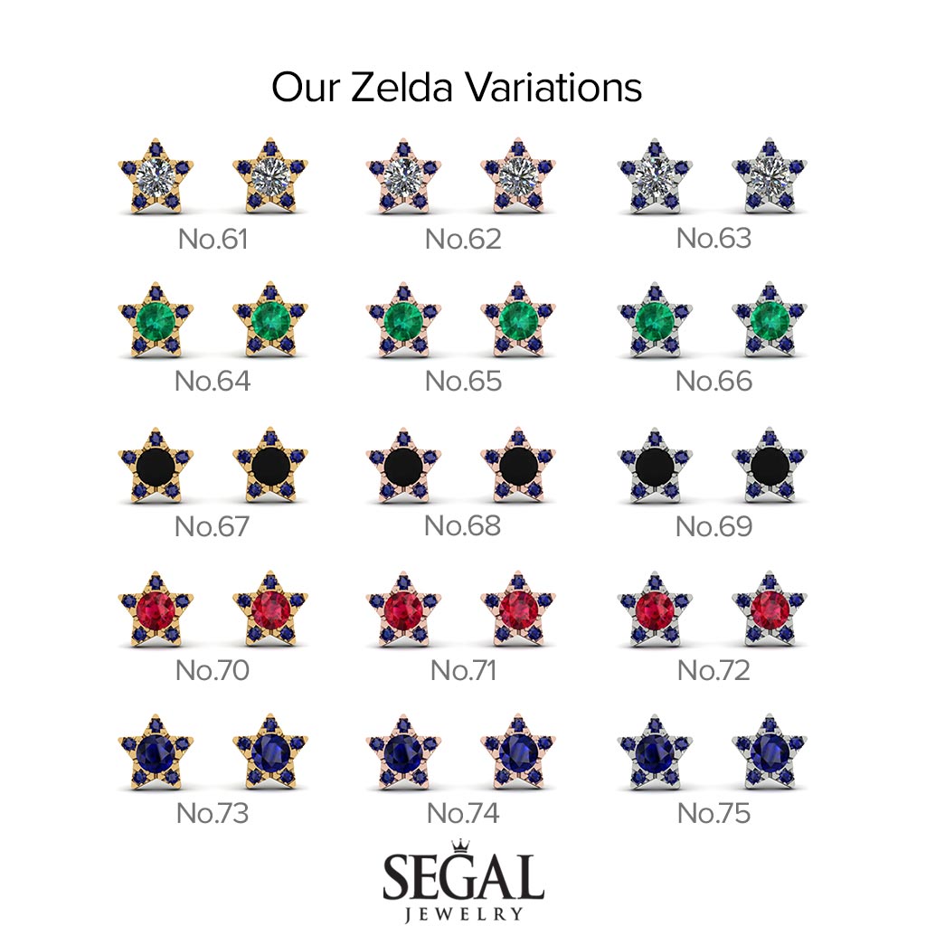 Star Halo Sapphire Earrings - Zelda No. 28