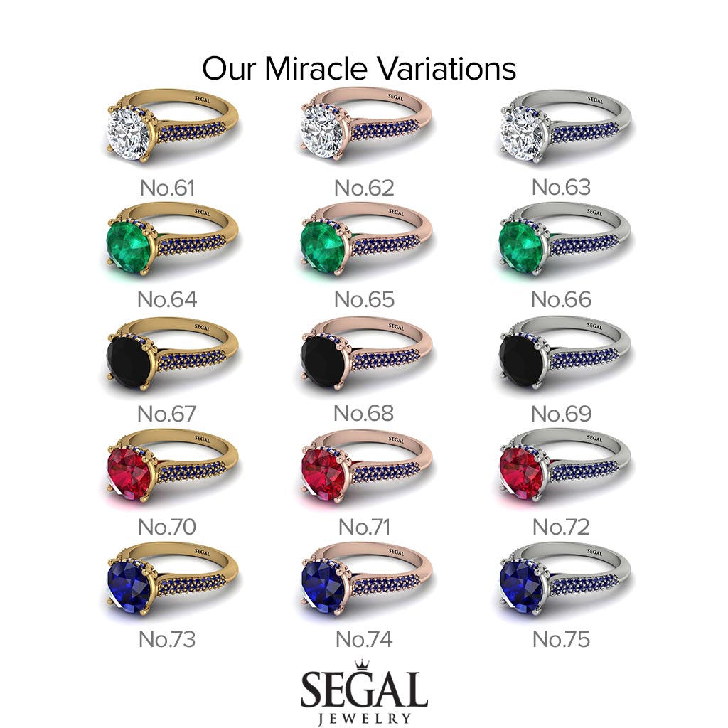 Two Tones Luxury Pave Round Cut Diamond Engagement Ring With Hidden Stone - Miracle No. 77