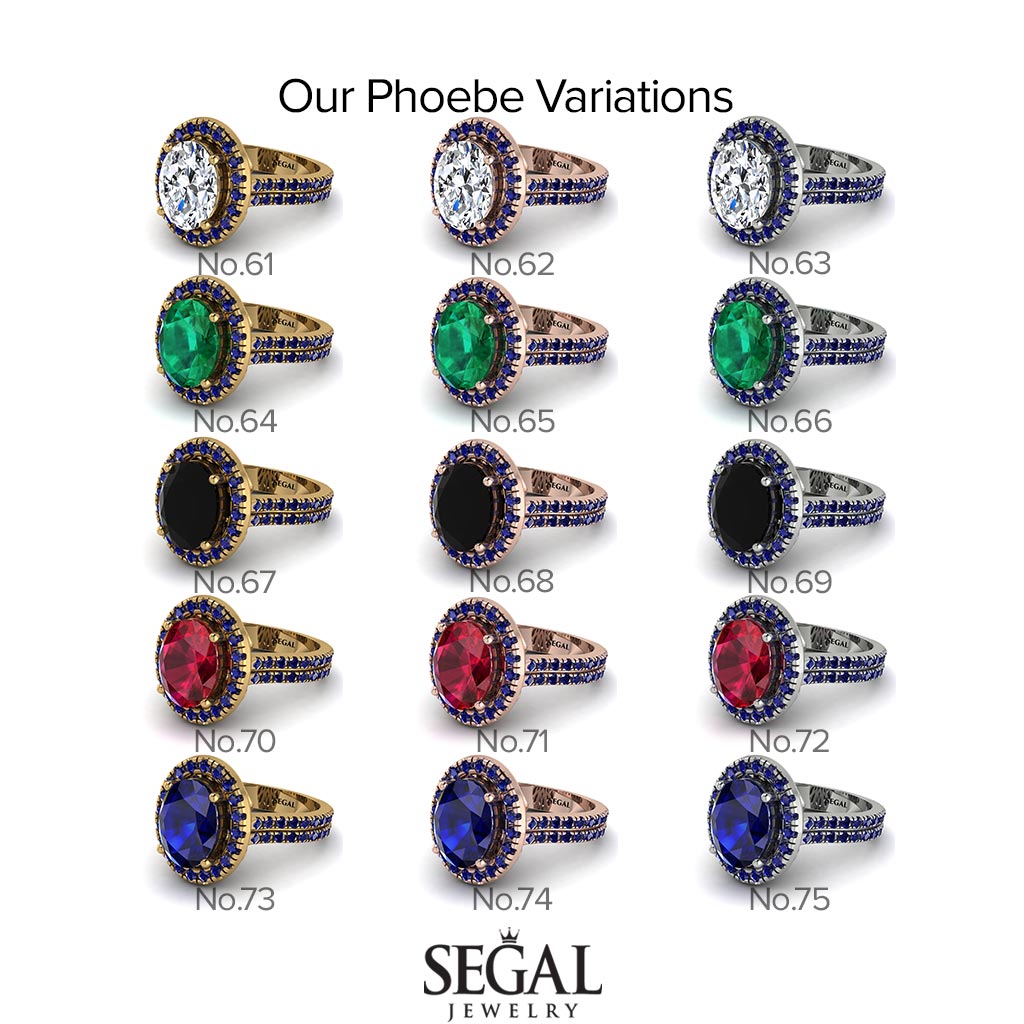 Gorgeous Oval Cut Ruby Pave Double Shank Engagement Ring With Hidden Stone - Phoebe No. 25