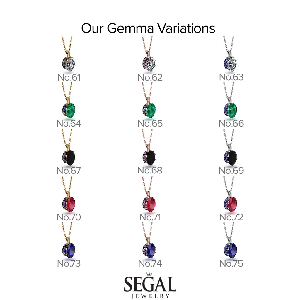 Oval Sapphire Hidden Halo Necklace - Gemma No. 28