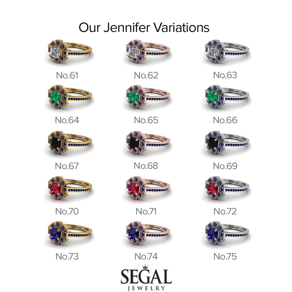 Geometrical Radiant Emerald Engagement Ring - Jennifer No. 65