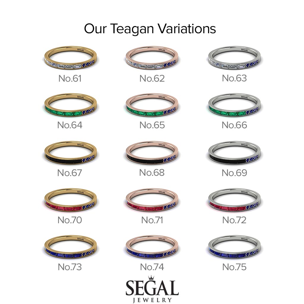 Emerald Cut Sapphire Milgrain Eternity Ring - Teagan No. 13
