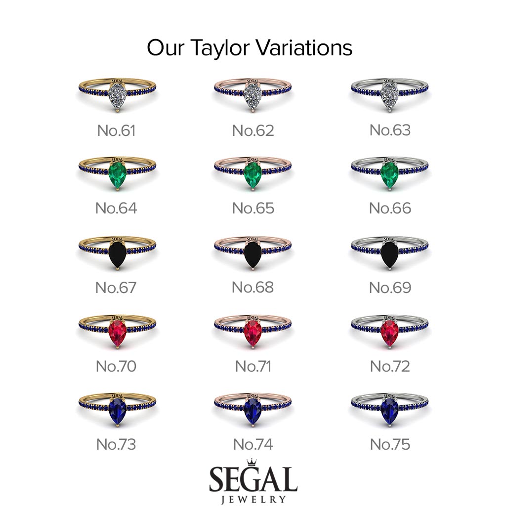 Pear Moissanite Ring With Micro Pave - Taylor No. 1