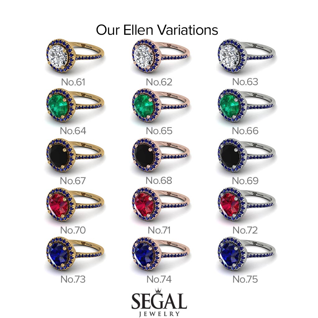 Two Tones Gorgeous Round Cut Diamond Pave Engagement Ring With Hidden Stone - Ellen No. 78