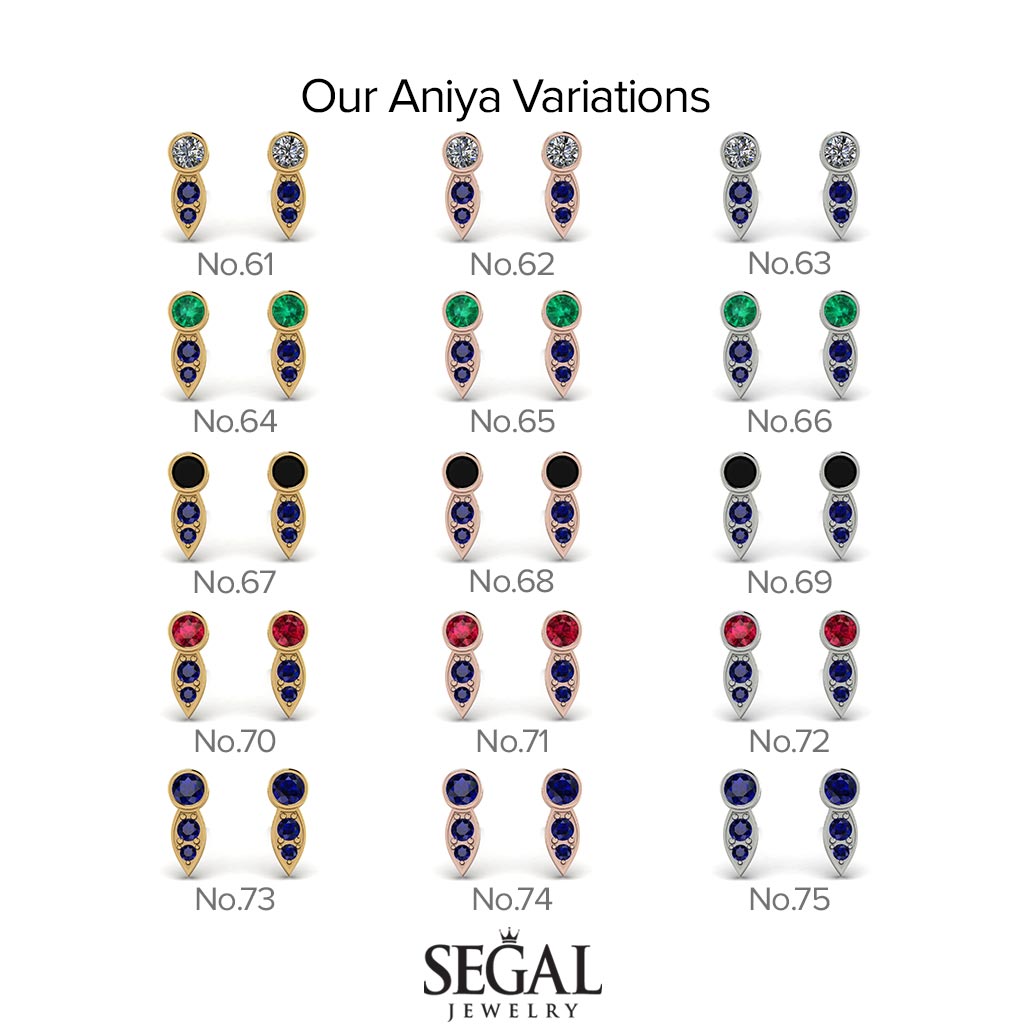 Bezel Sapphire Earrings In Pear Shaped - Aniya No. 45