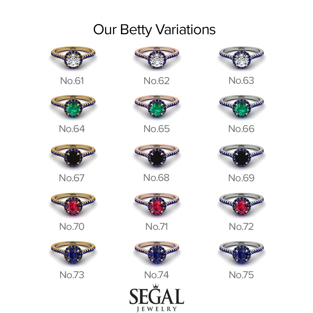 Milgrain Halo Black Diamond Ring - Betty No. 8