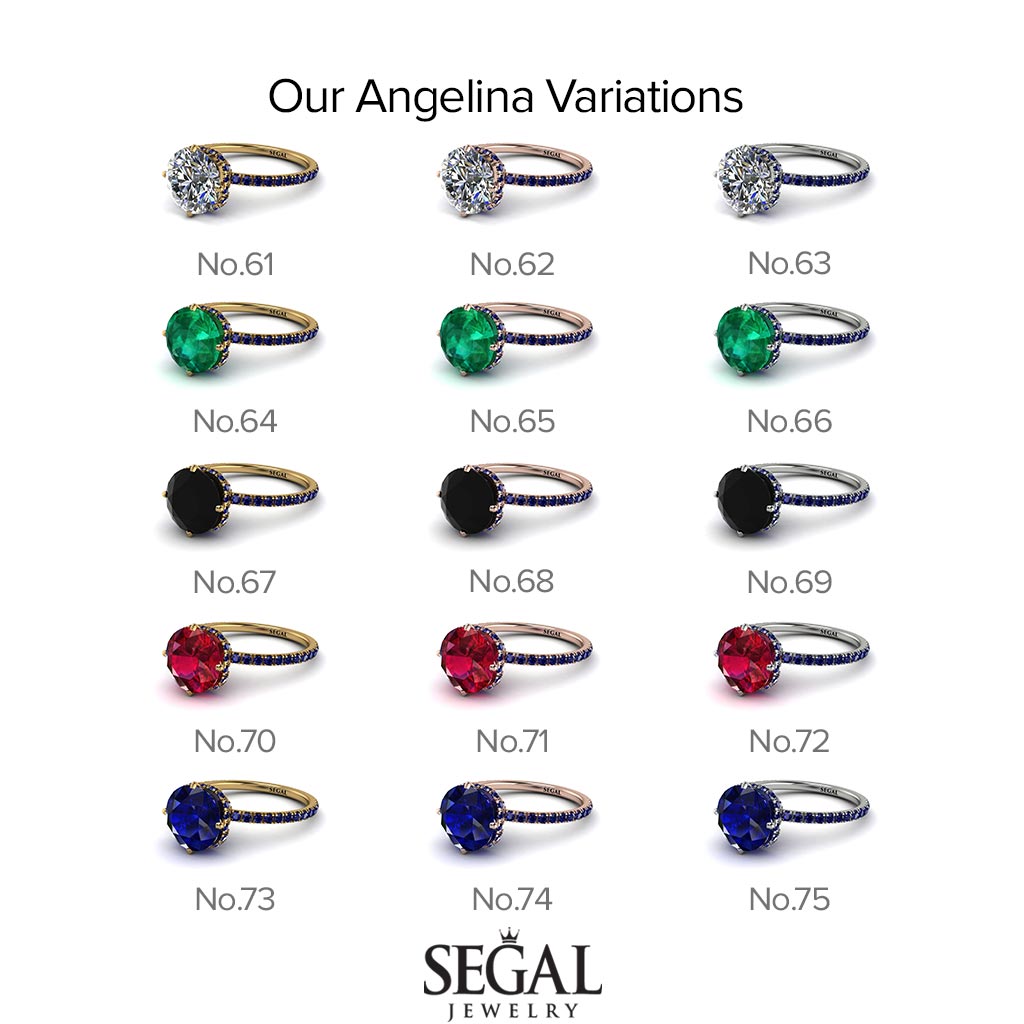 Double Hidden Halo Ruby Engagement Ring - Angelina No. 55