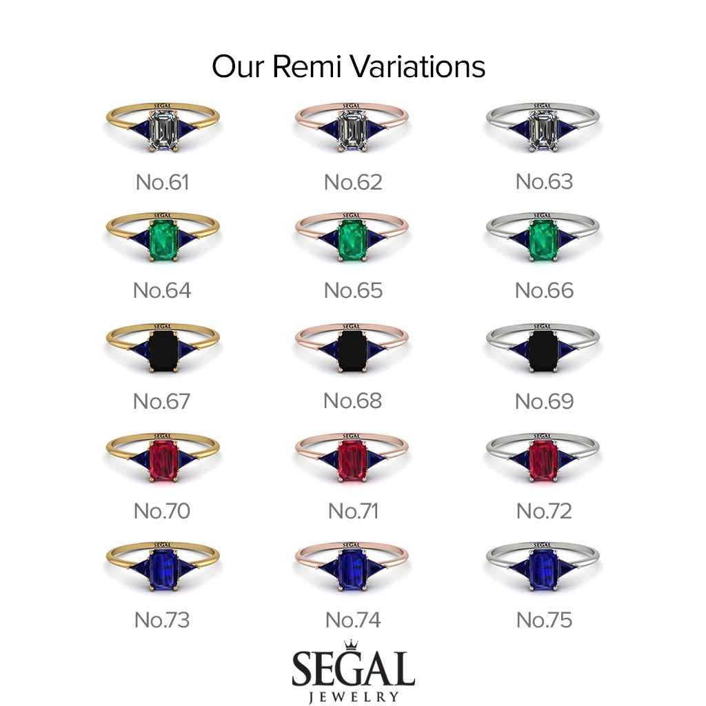 Emerald Cut Emerald With Triangles Ring - Remi No. 5