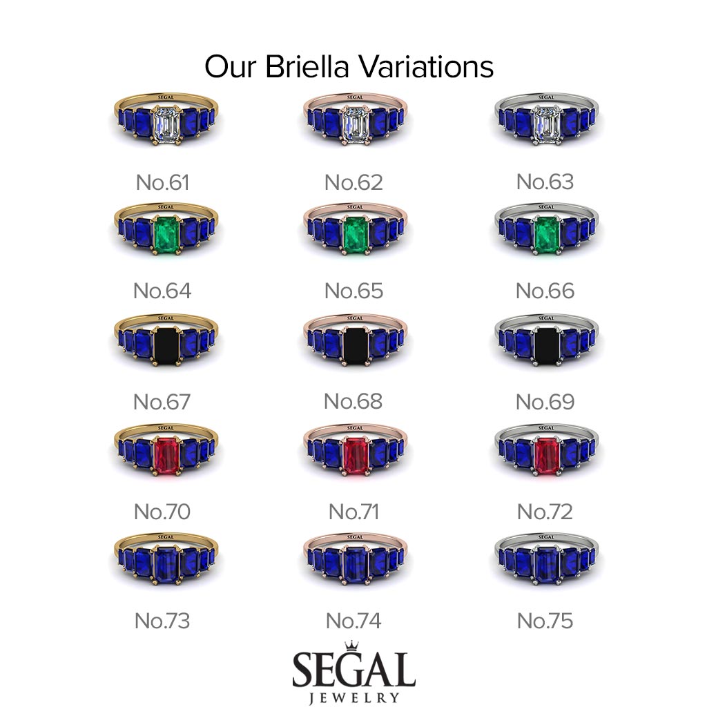 Two Tones Emerald Cut Black Diamond Geometrical Ring - Briella No. 79