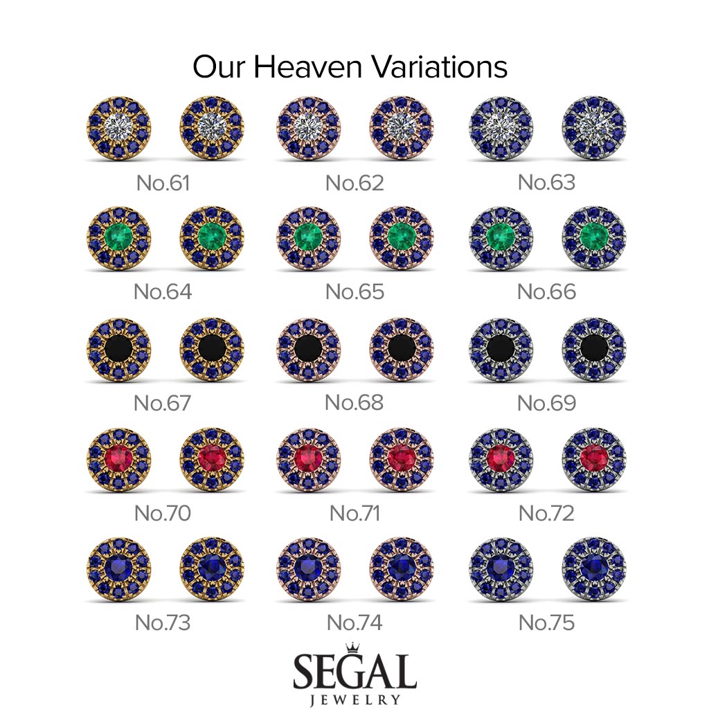 Halo Sapphire Earrings - Heaven No. 73