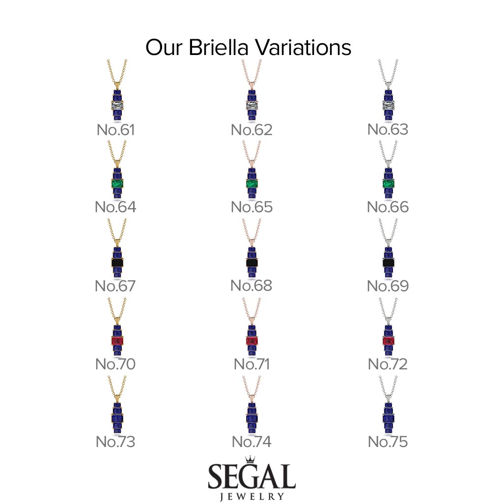 Emerald Cut Sapphire Stairs Necklace - Briella No. 58
