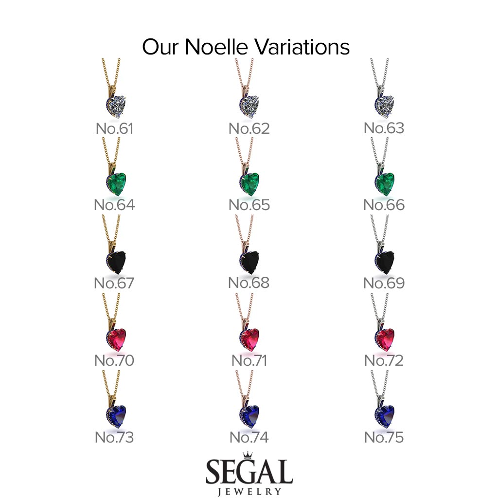 Heart Black Diamond Necklace - Noelle No. 38