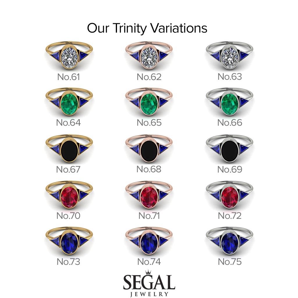 Geometrical Bezel Sapphire Ring - Trinity No. 68