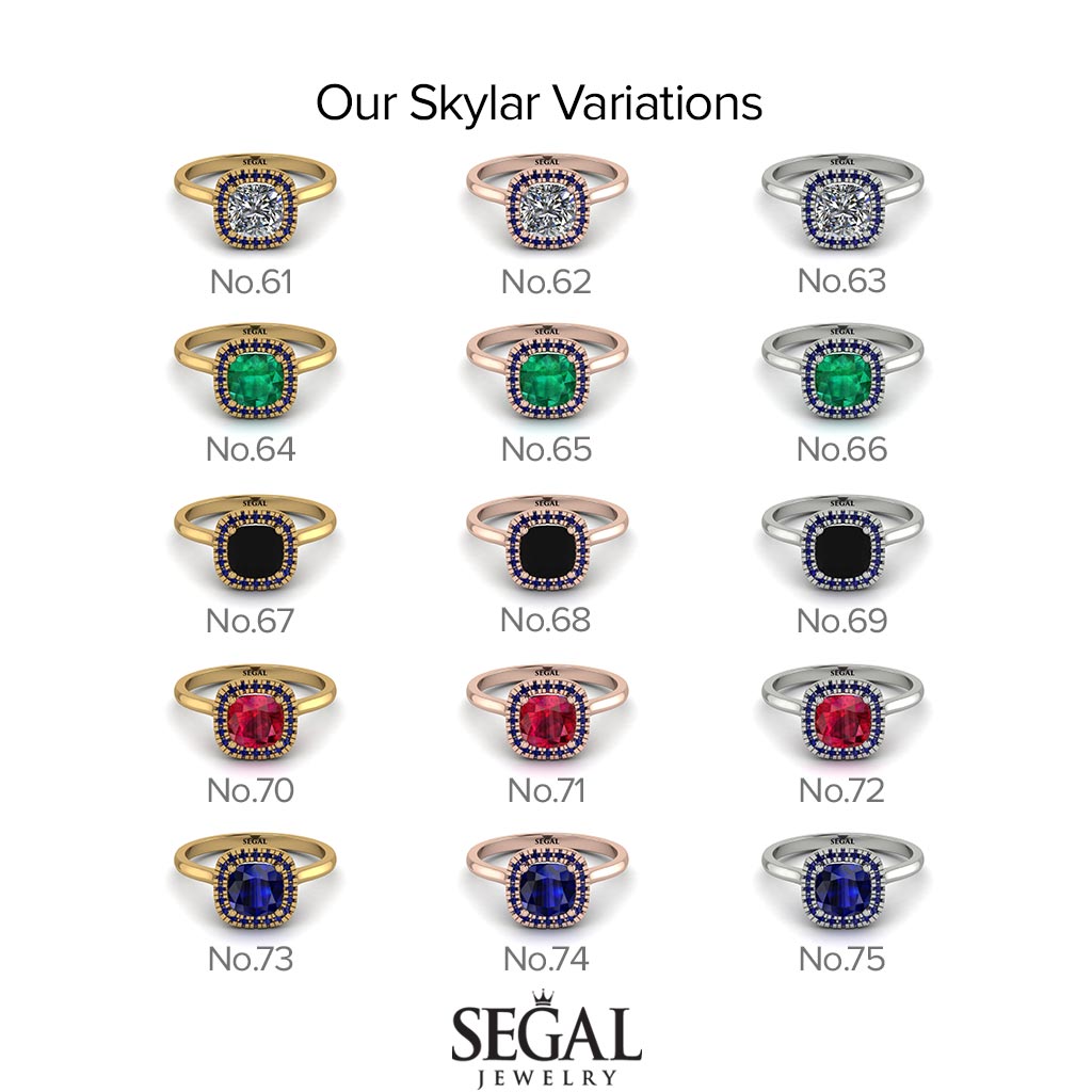 Vintage Classic Halo Cushion Ruby Ring - Skylar No. 12