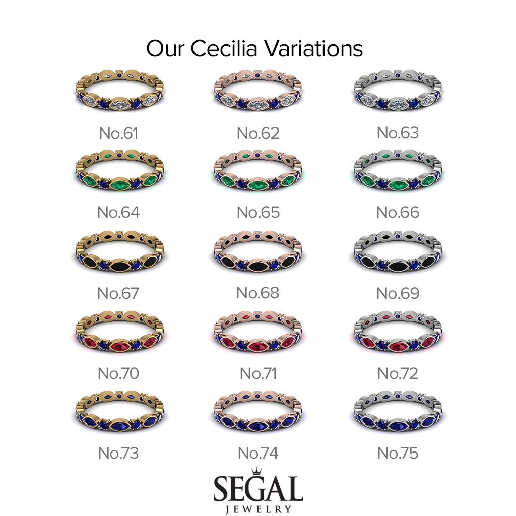 Marquise Black Diamond Eternity Band - Cecilia No. 23