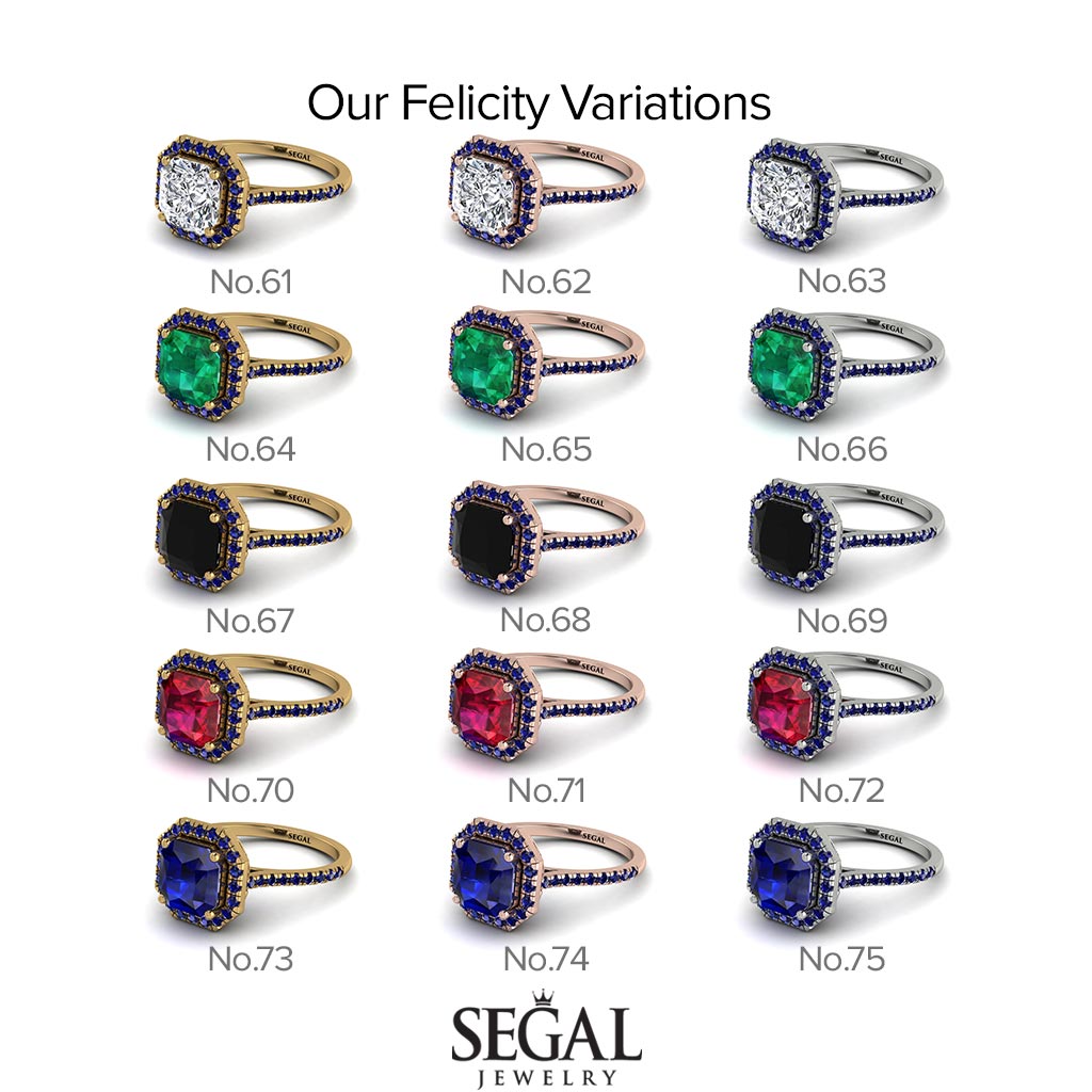 Two Tones Gorgeous Radiant Cut Diamond Pave Engagement Ring With Hidden Stone - Felicity No. 77