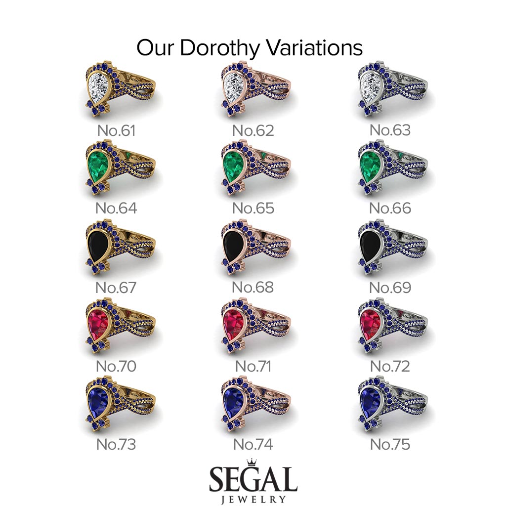 Unique Pear Cut Sapphire Ring - Dorothy No. 74