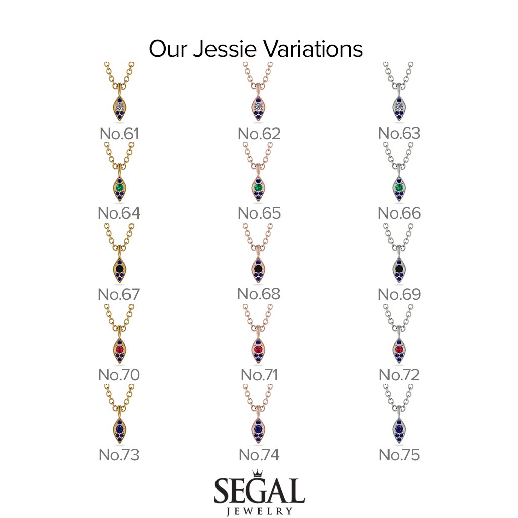 Milgrain Black Diamond Necklace - Jessie No. 33