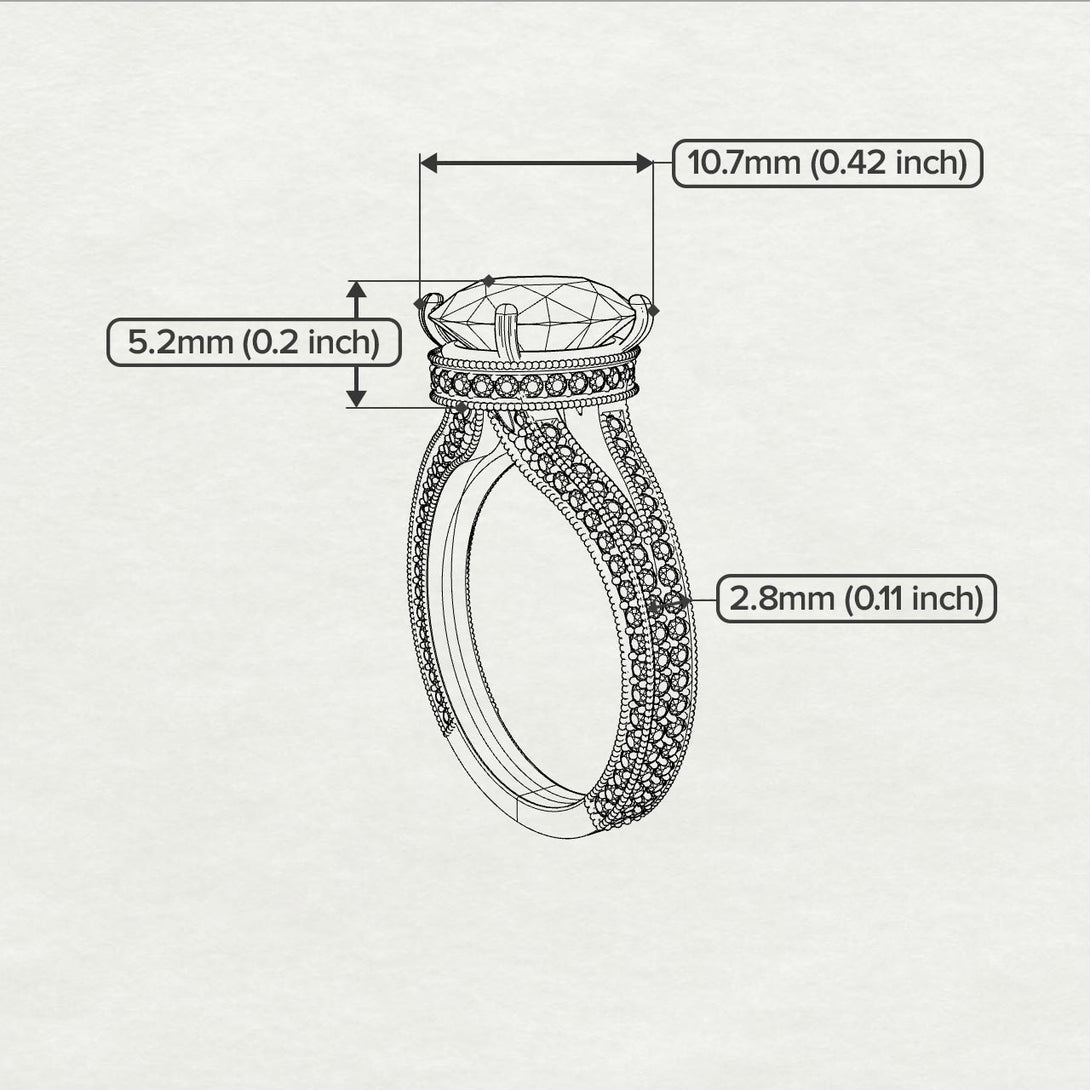 Milgrain Oval Black Diamond Engagement Ring - Nicole No. 43