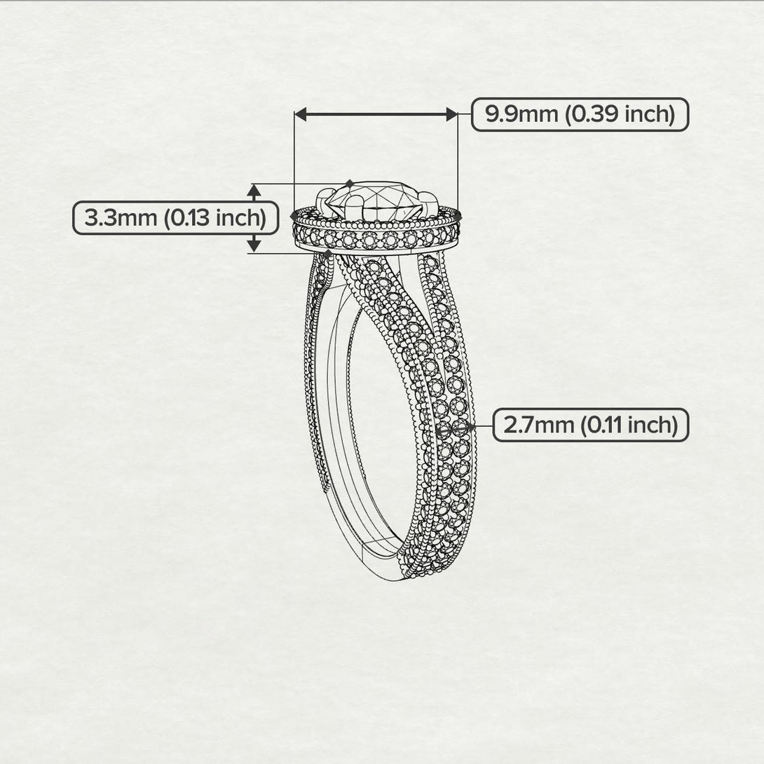 Two Tones Milgrain Round Diamond Engagement Ring - Payton No. 77