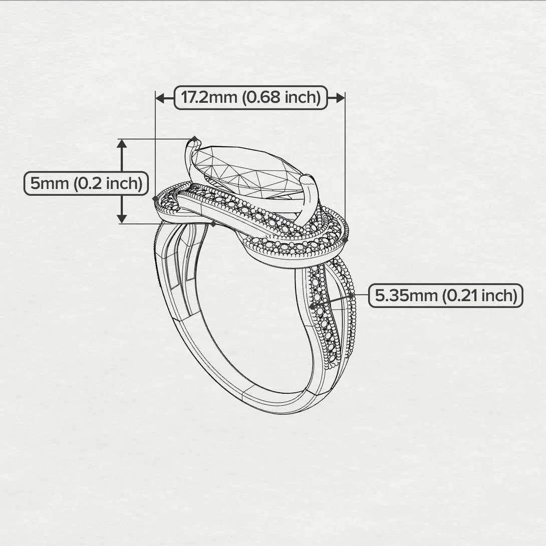 Two Tones Milgrain Marquise Black Diamond Engagement Ring - Marley No. 80