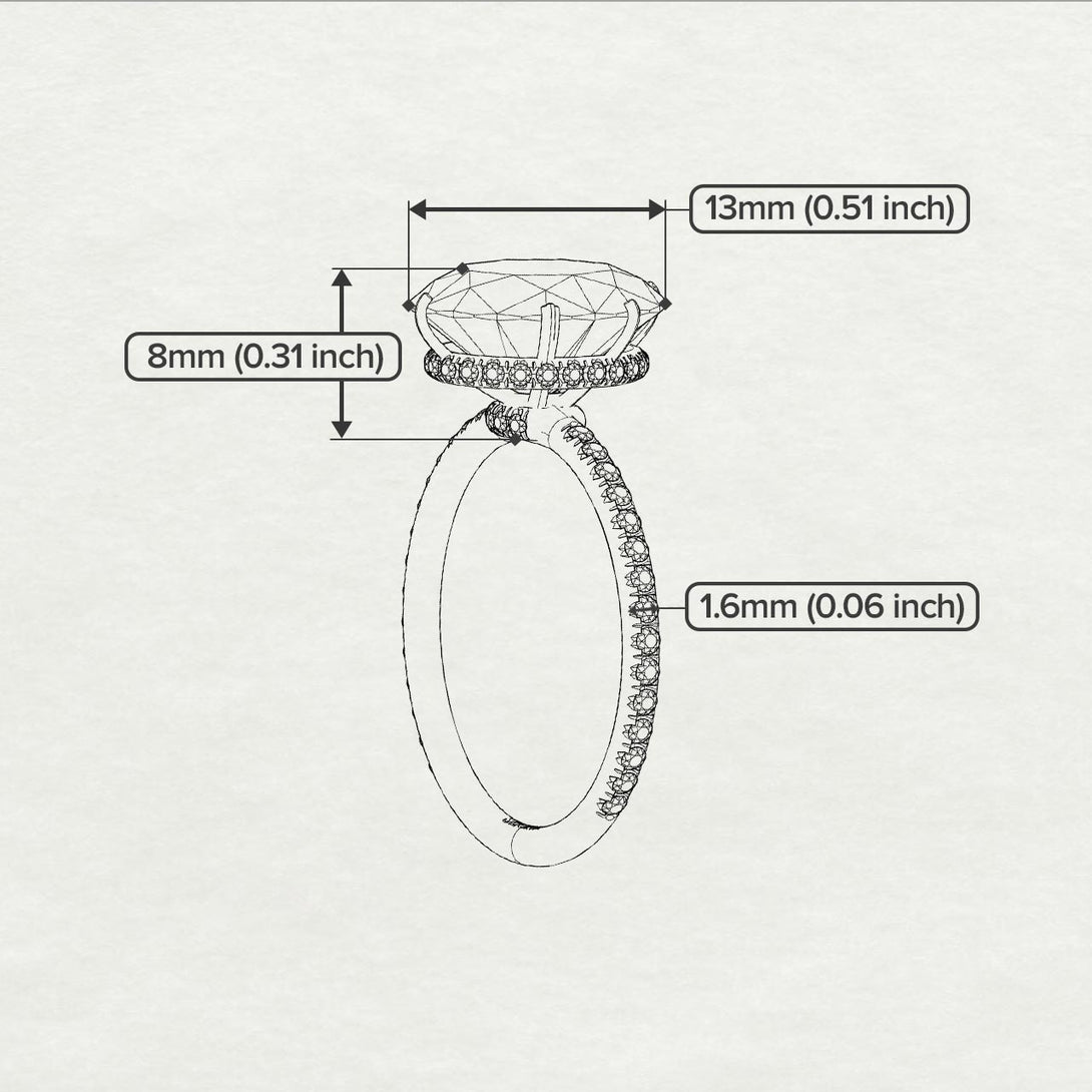 Hidden Halo Oval Black Diamond Engagement Ring - Gemma No. 68