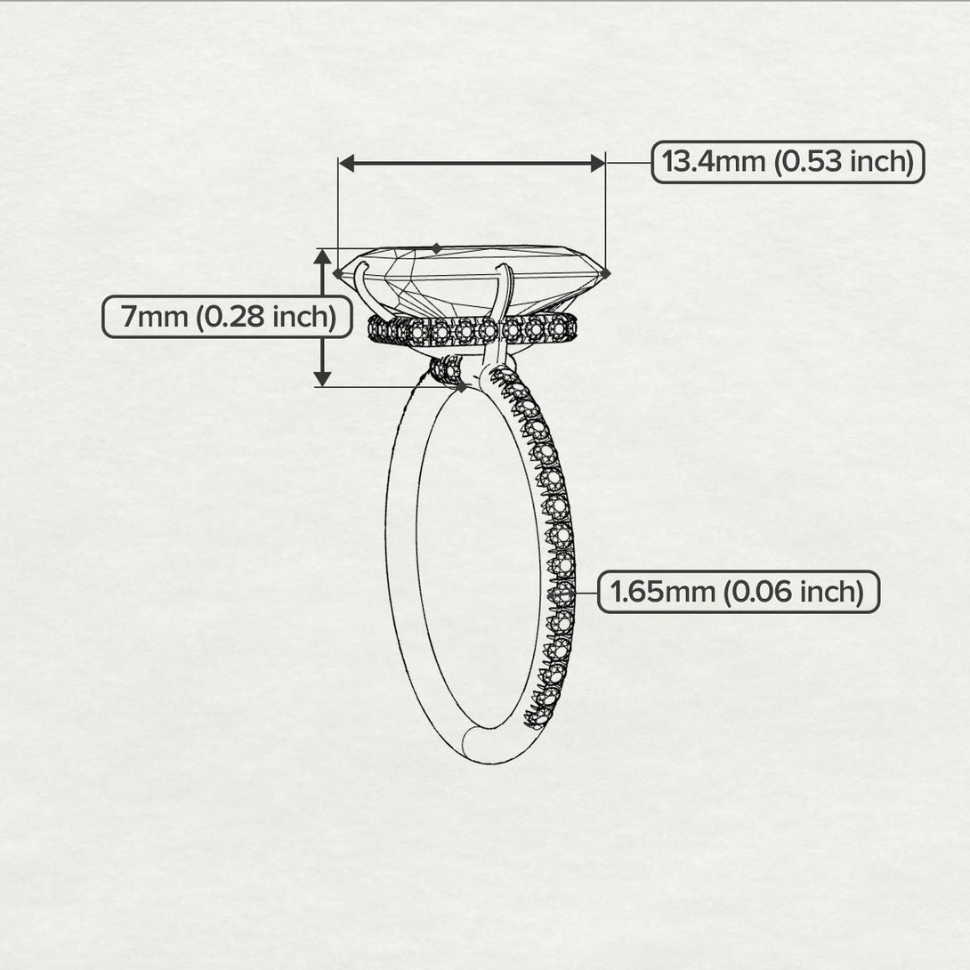 Hidden Halo Emerald Cut Diamond Engagement Ring - Vanessa No. 3