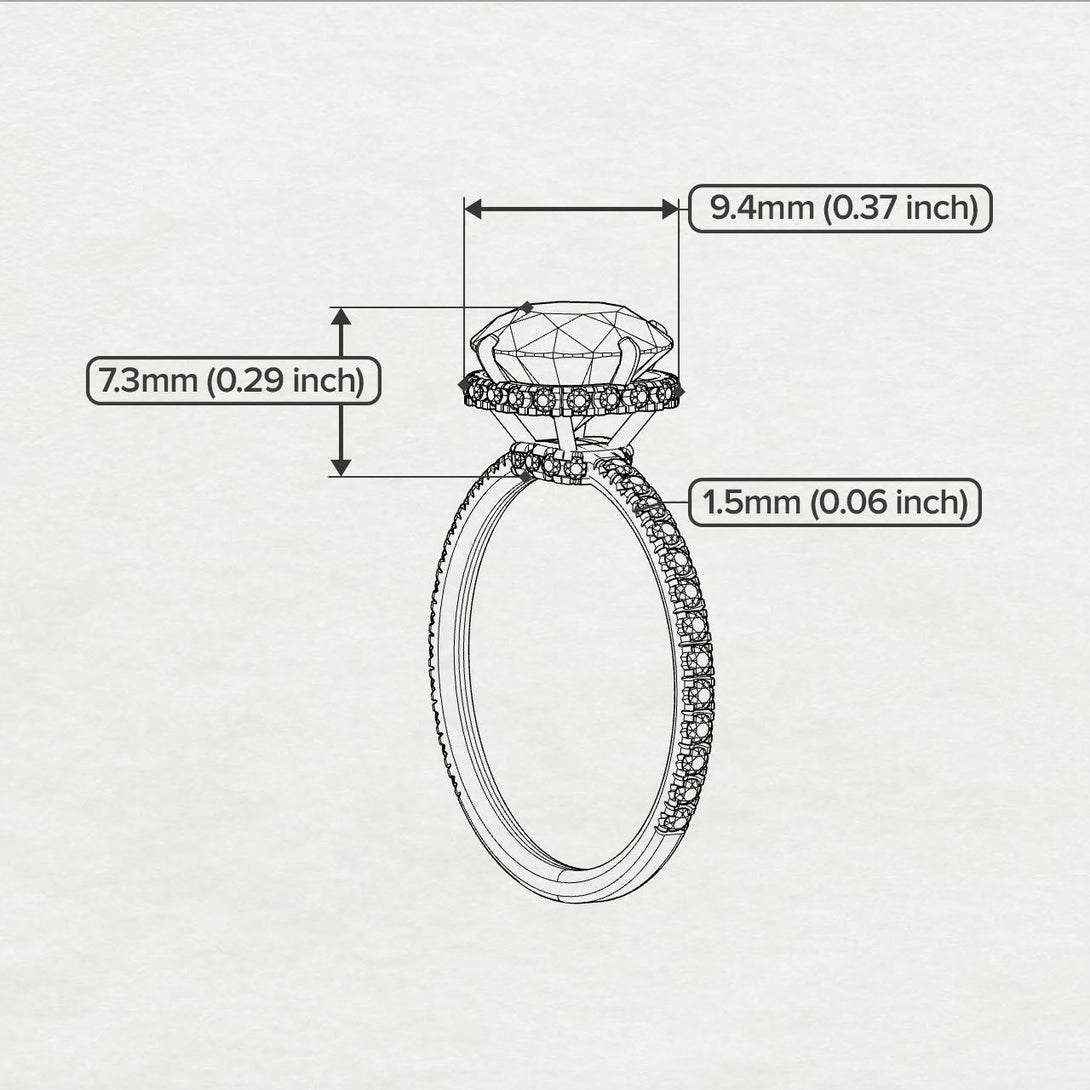 Two Tones Double Hidden Halo Diamond Engagement Ring - Angelina No. 76