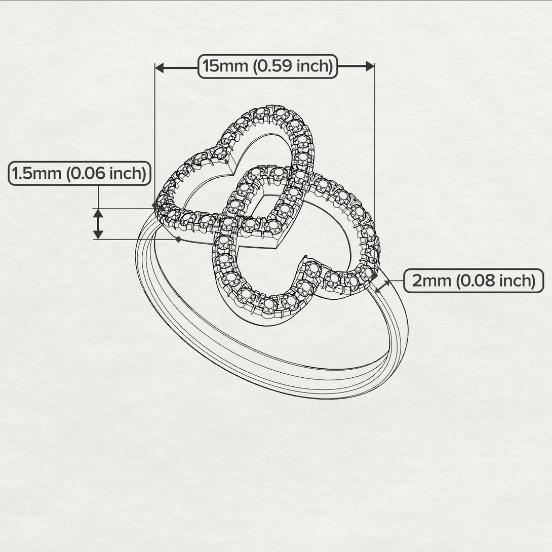 Two Hearts Black Diamond Ring - Selena No. 23